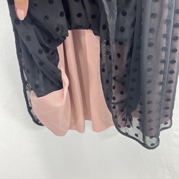 Motherhood Maternity Black Overlay Dress Size Large Polka Dot Party Stretch - Picture 3 of 10